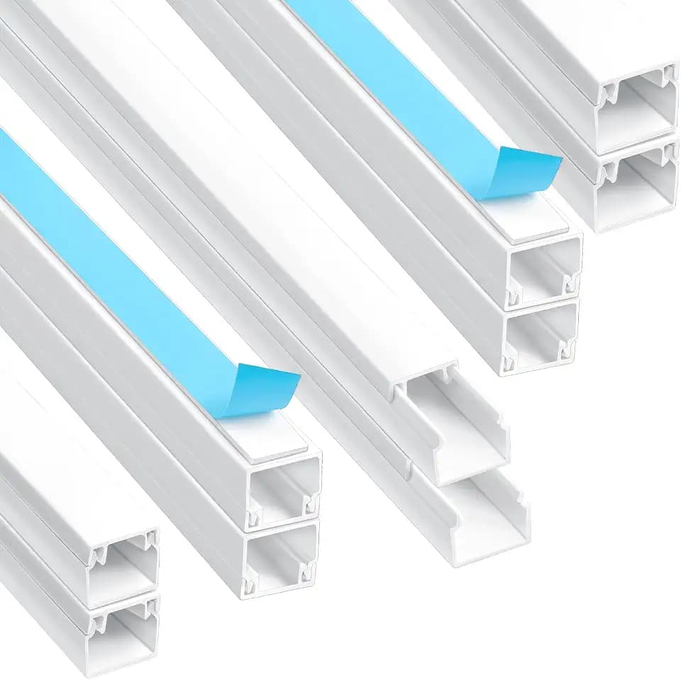 AiQInu Kabelkanal Weiß Selbstklebend(0.4m*12mm*12mm), 10 Stück Kabelkanäle mit Schaumstoffband bereit, Montage an der Wand für Kabelmanagement, Kabelführung