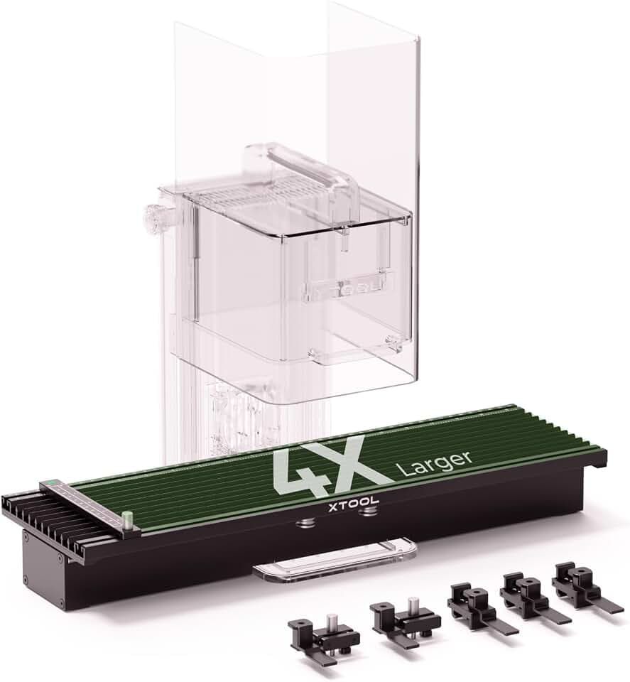xTool F2 Schlittenerweiterung für F1 & F2, Erweiterung des Lasergravurbereichs auf 115 x 400 mm, längeres Gravieren und Schneiden für Lasergravierer, inkl. 5 Fixierklemmen für hohe Stabilität