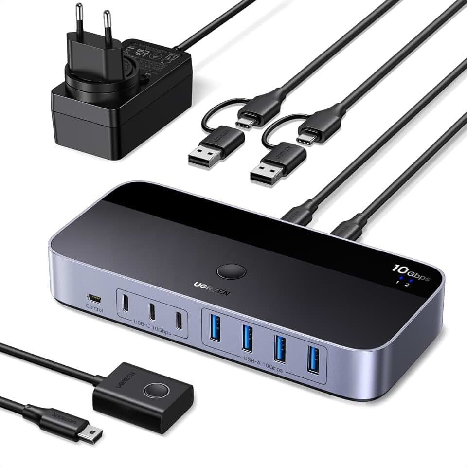 UGREEN USB Switch 2 In 7 Out 10Gbps USB Umschalter 2 PC USB 3.2 Switch
