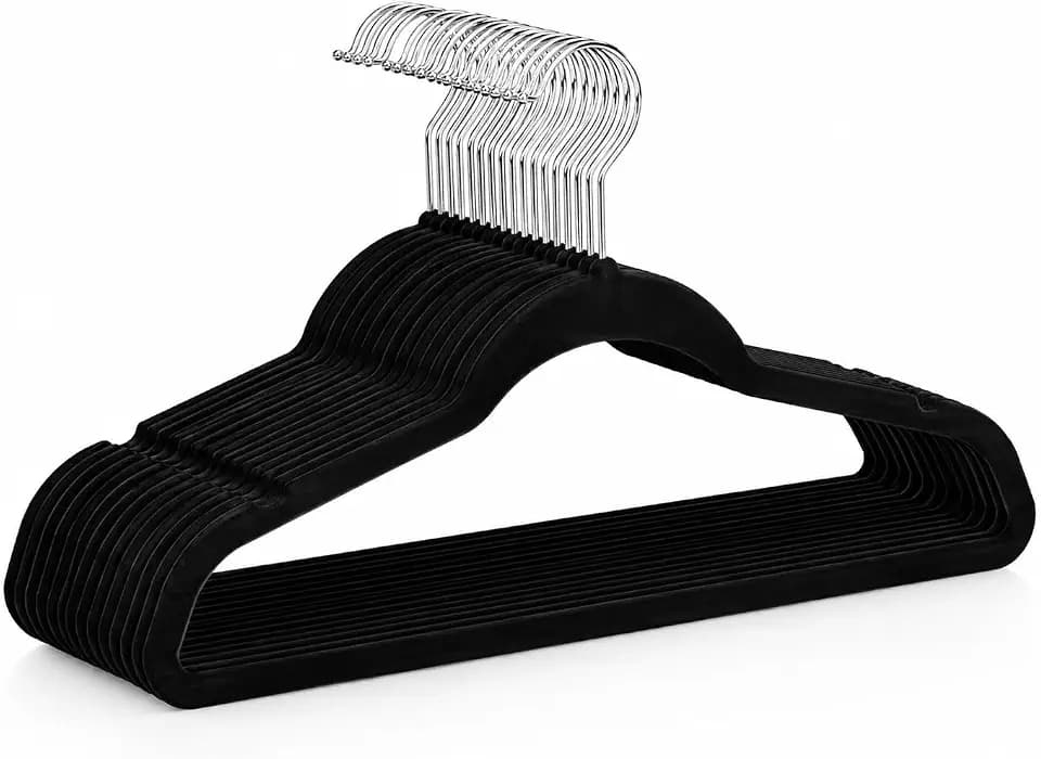 Home Expressions Premium 20 Pack - Ultra Thin No Slip Velvet Suit Swivel Hangers - 21" Extra Wide Strong Velvet Hangers - Space Saving Clothes Hangers - 21x0.2x10 inches (Black)