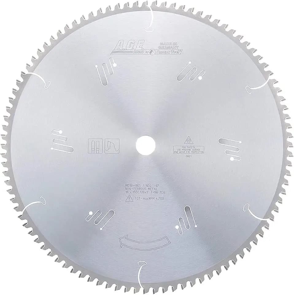 AGE Series MD16-965 Carbide Tipped Aluminum and Non-Ferrous Metals 16 Inch D x 96T TCG -6 Deg 1 Inch Bore Circular Saw Blade
