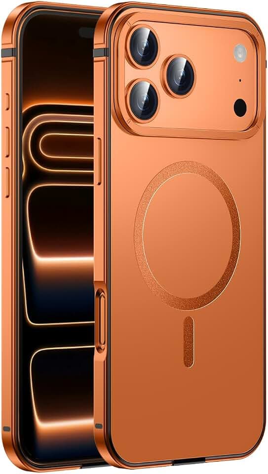 IMCHEN for iPhone 17 Pro Max Metal Frame Case Orange