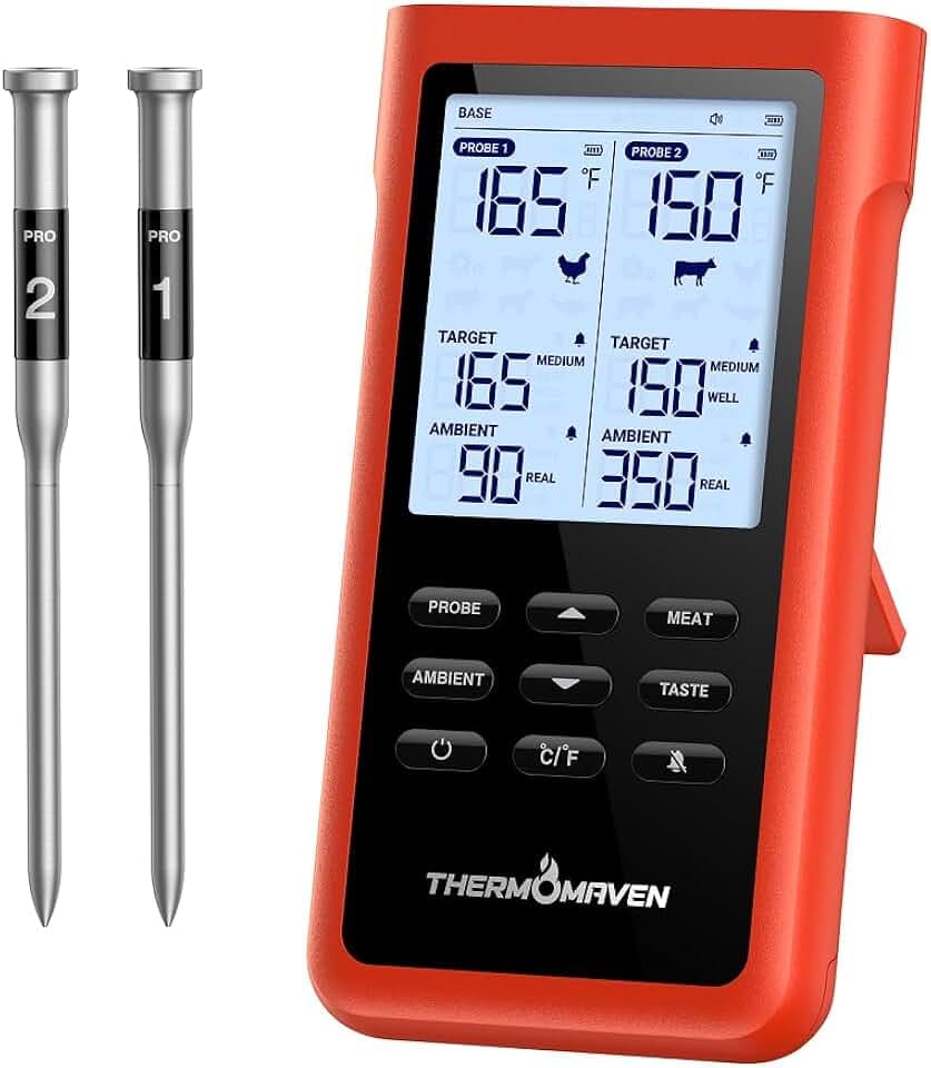 ThermoMaven 3000FT Wireless Meat Thermometer, No App Needed, 2 Probes
