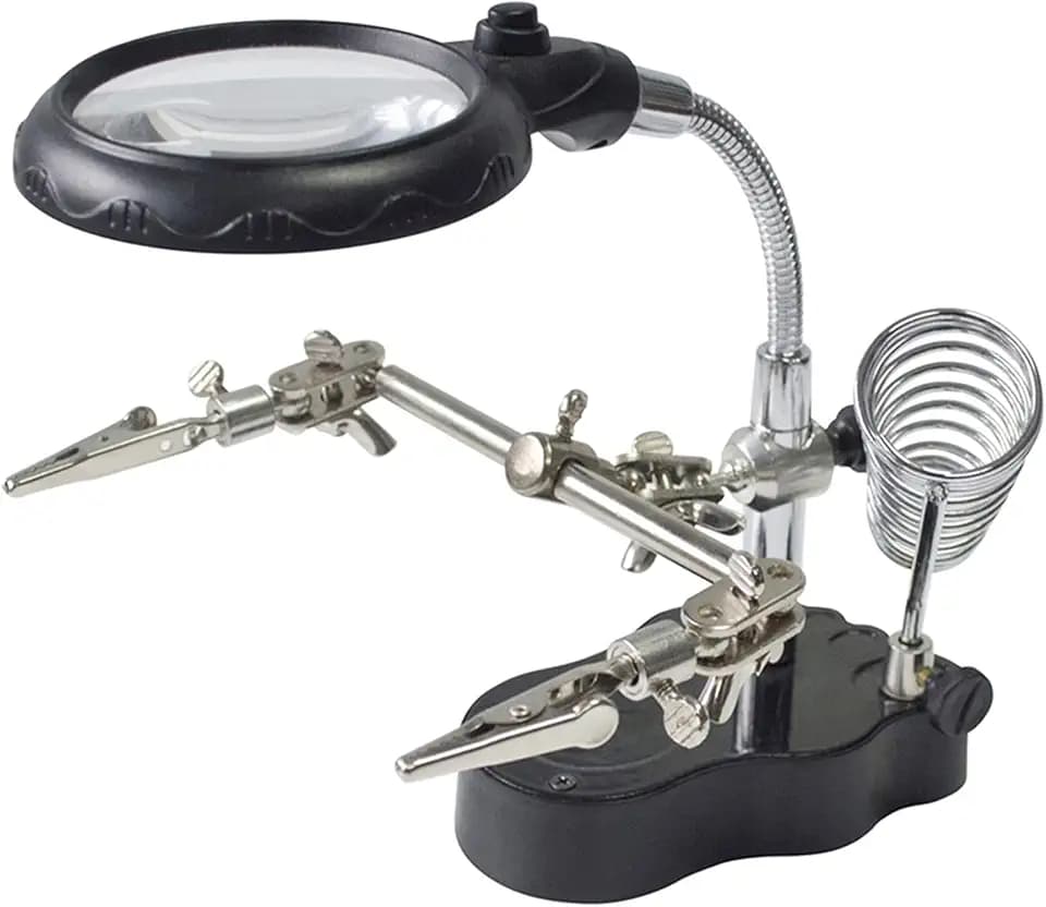 LED-Vergrößerungsglas mit Licht am Standfuß Clamp Arm Hands Free Schwarz