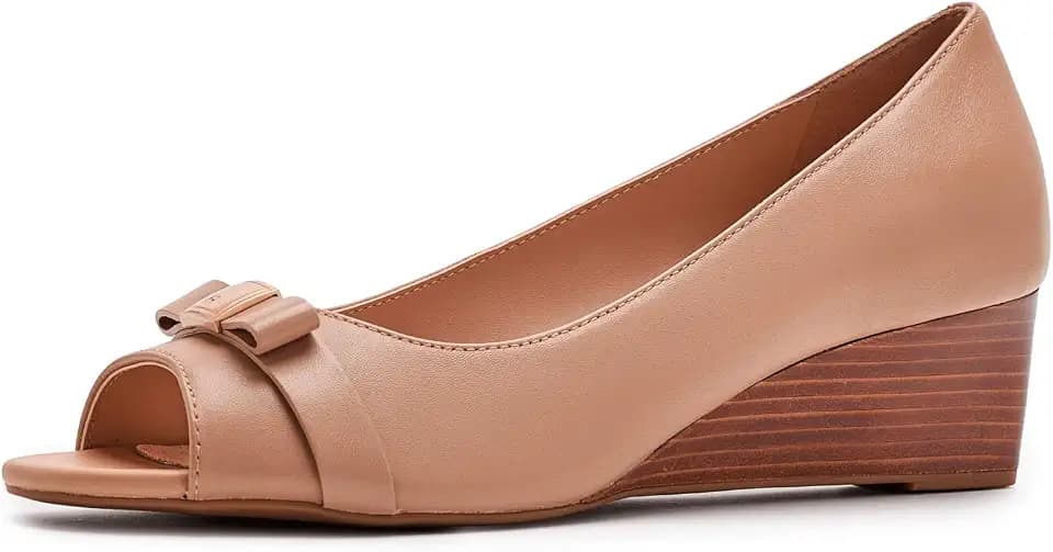 Cole Haan Women's Go-to Malta Peep Toe Bow Wedge