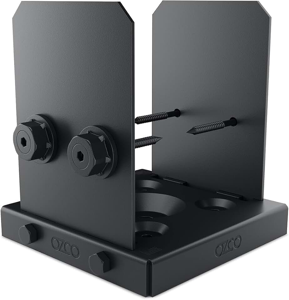 Ozco Ironwood Lite 6in x 6in Post Base Kit, 1 Pack, Black