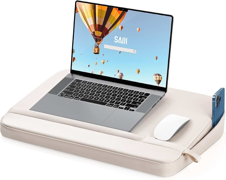 SAIJI Laptop Lap Desk with Pillow Cushion, Ultra Lightweight Laptop Tray
