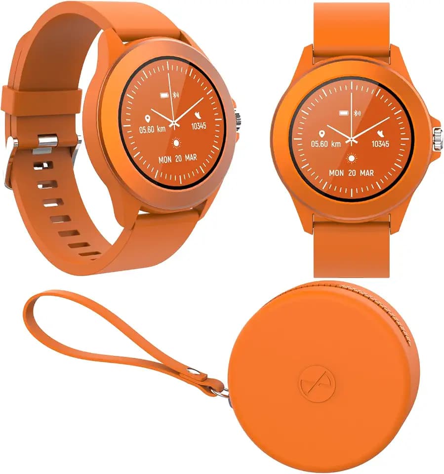 FOREVER Colorum CW-300 Orange Smartwatch Wasserdicht IP68 - Pulsuhr mit Schrittzähler Schlaftracker Kalorienzähler - Lange Akkulaufzeit - Android/iOS Sportuhr Damen Herren Unisex Stilvolles Design