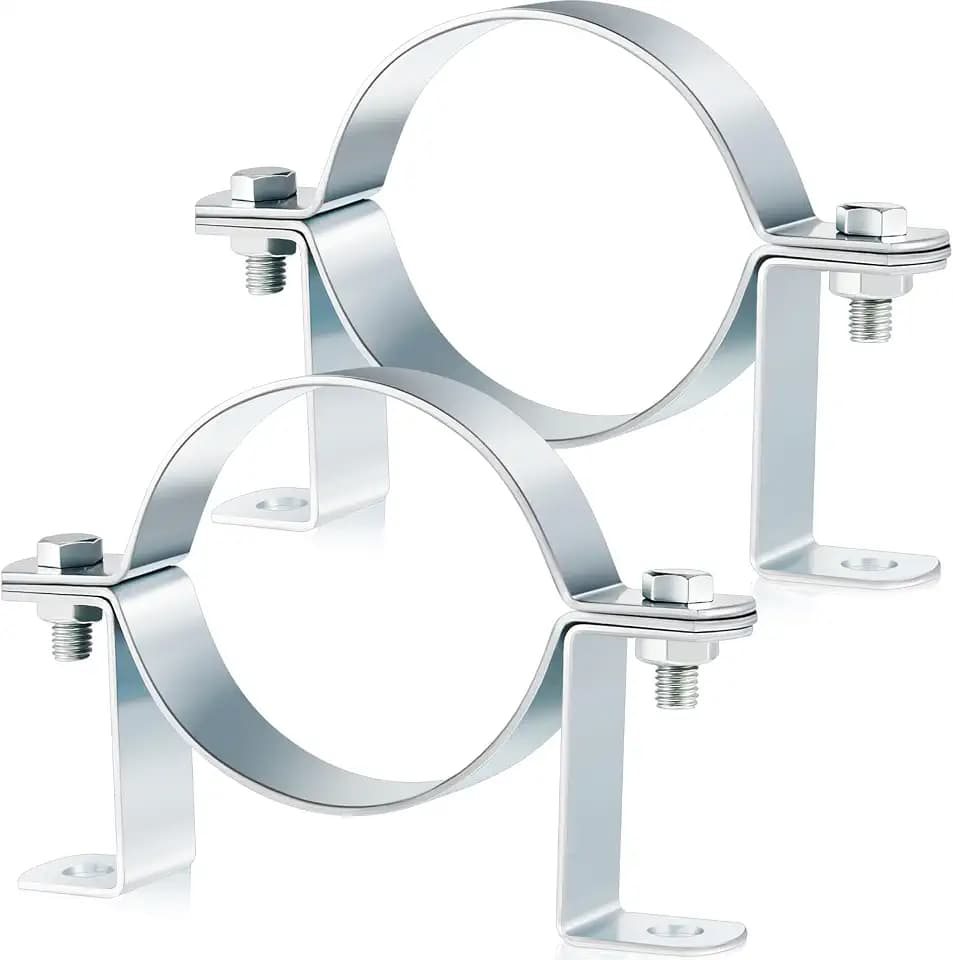 Tandefio 2 Pcs 4 Inch B Vent Adjustable Wall Strap Pellet Wall Strap Round Gas Vent Pipe Galvanized Rigid Split Ring Hanger, Silver