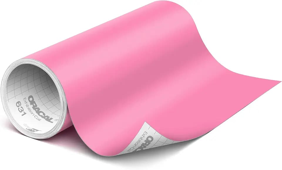 ORACAL 631 Matte Bubble Gum Vinyl Durable Roll Easy to Weed Permanent Adhesive Craft Vinyl for Plotting Machines, Decals & DIY Projects 12” x 15ft + Transfer Tape 12" x 24"