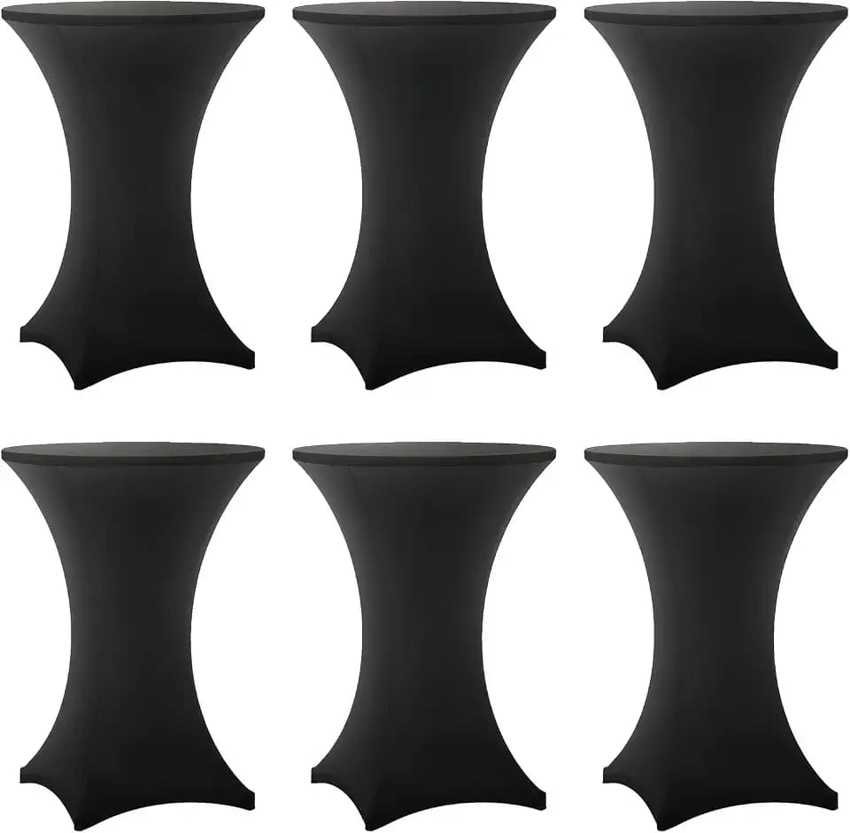 Cocktail Table Covers - 6 Pack 32x43 Inch Table Cloth - Black