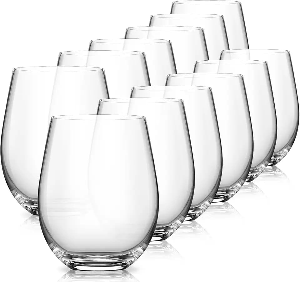 Stemless Wine Glasses Set of 12, 15oz Red White Wine Glass, No Stem