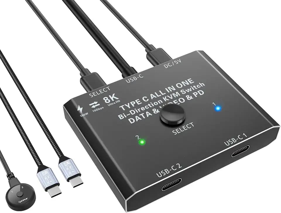 USB C Switch, Bidirektionaler Type C Switcher für 2 PCs