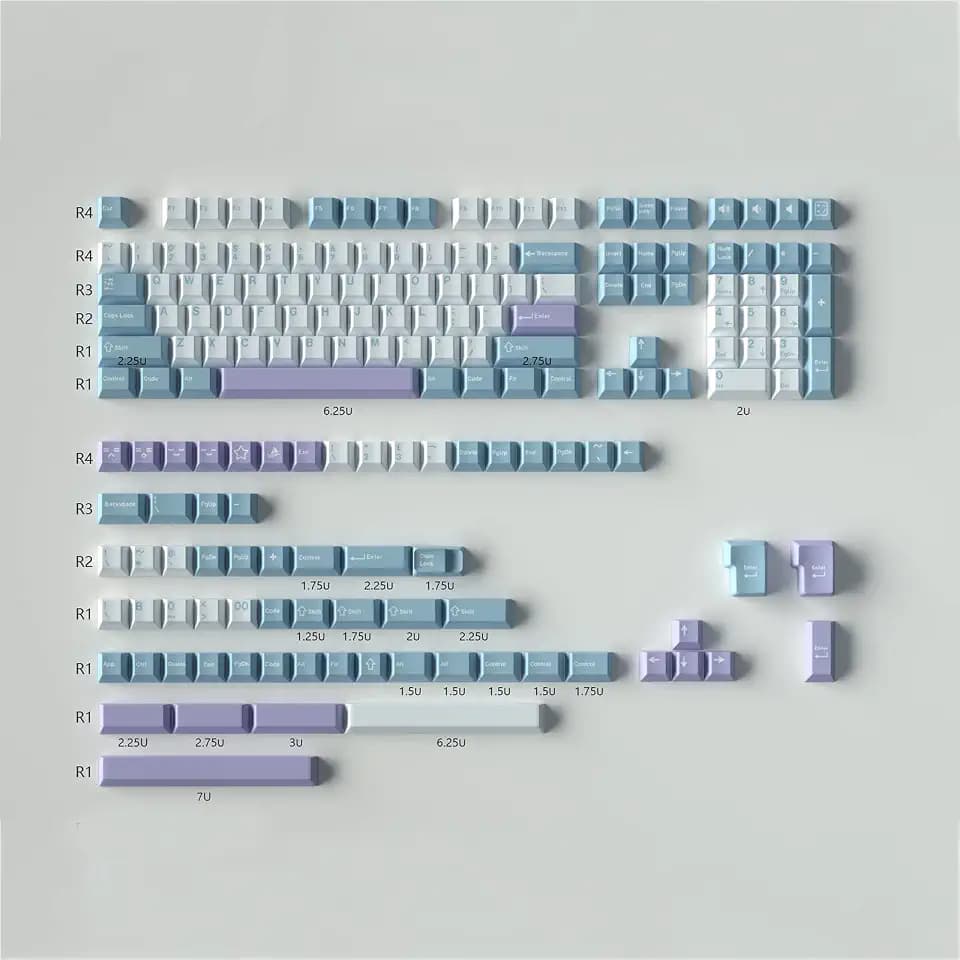 172 Tasten Double Shot Tastenkappen Cherry Profile Illusion Keycaps Fit for 61/64/87/104/108 Cherry Mx Switches ISO/ANSI Layout Mechanische Keyboard