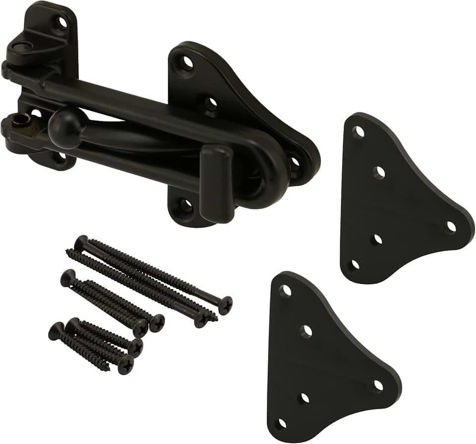 Prime-Line U 11447 Swing Bar Door Guard with High Security Auxiliary Lock, Matte Black Finish (Single Pack)