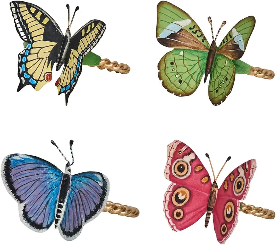 Juliska Meadow Walk Butterfly Napkin Ring Assorted Set/4 - Multi
