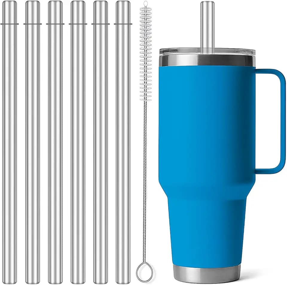 MIMORE Straws for YETI - 6 PCS 10.6" Metal Straws Resuable Compatible with YETI Straw Replacement 35 oz 42 oz