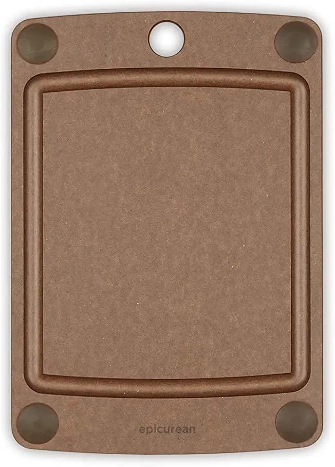 Epicurean All-In-One Cutting Board with Non-Slip Feet and Juice Groove - Non-toxic, Dishwasher Safe, Made in the USA, 10" x 7", Nutmeg