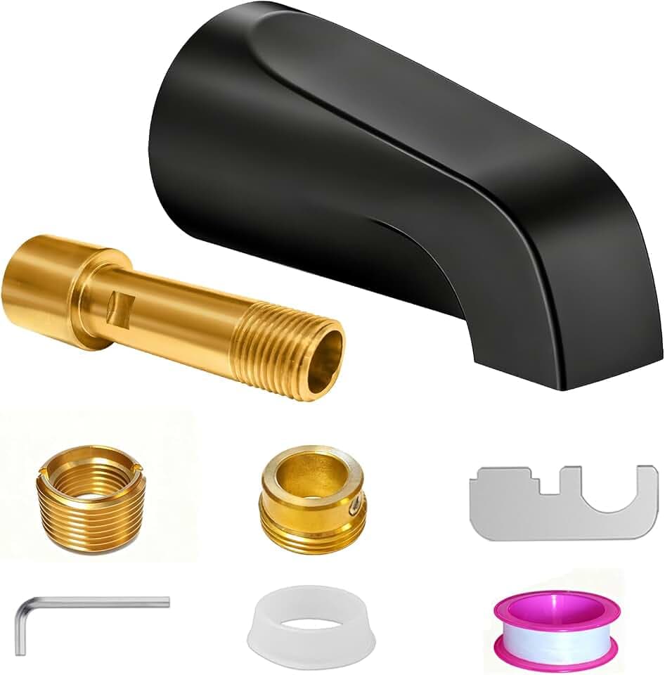 Matte Black Tub Spout Without Diverter,Fits 1/2 or 3/4 in IPS Threaded Pipe