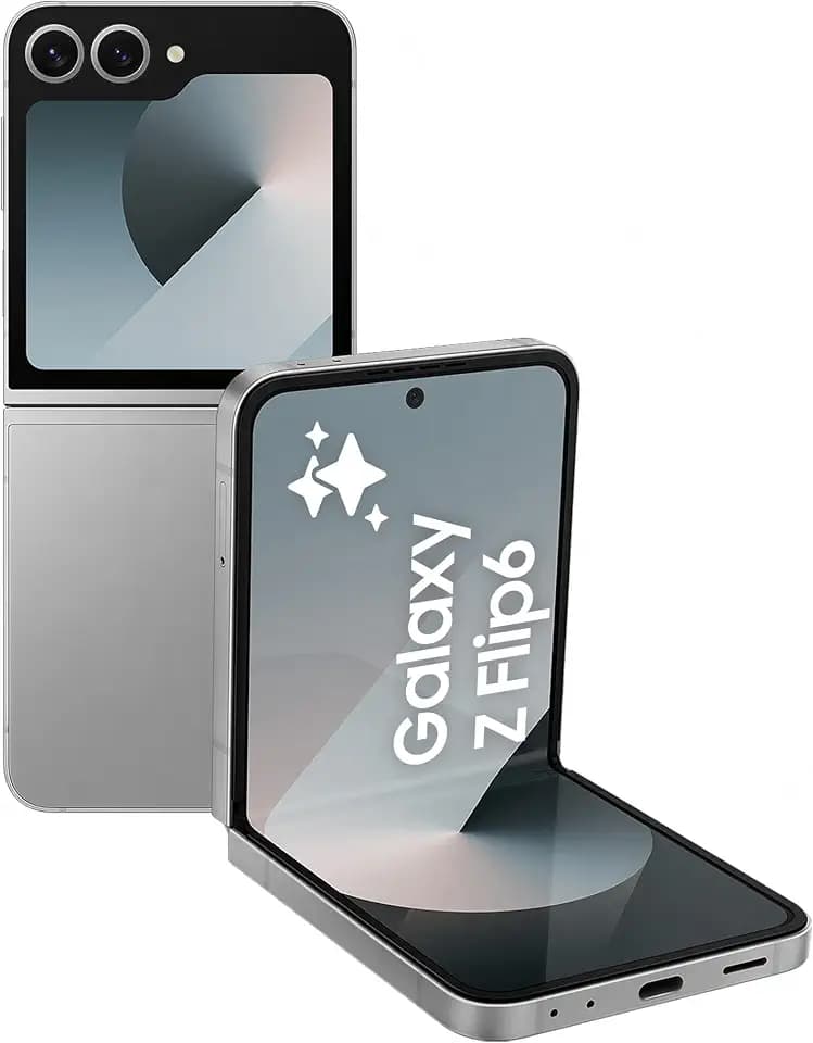 Samsung Galaxy Z Flip6 AI-Smartphone, Simlockfreies Handy ohne Vertrag, 256 GB Speicher, 50-MP-Kamera, Silver Shadow, 3 Jahre Herstellergarantie