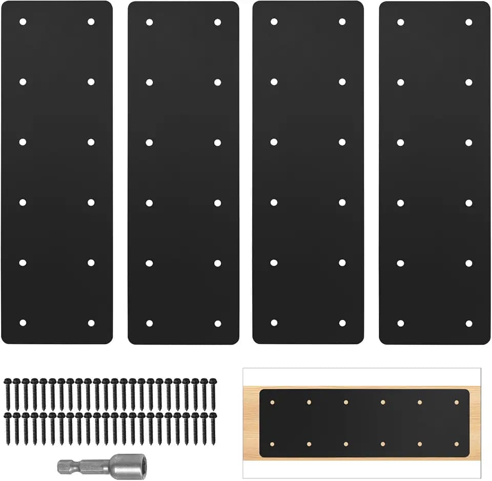 4 Pcs 15.7"x5" Straight Steel Plate for Wood 6x6 6x8, 3MM Thick