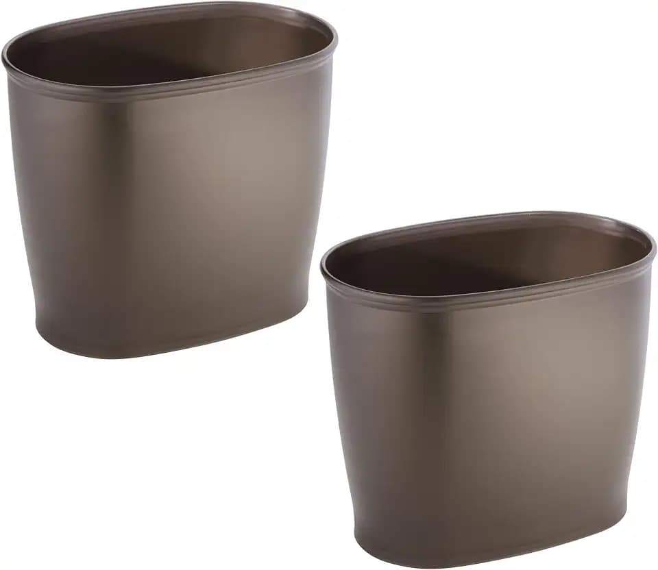 iDesign Slim Plastic Bathroom Trash Can, 2-Pack, Bronze