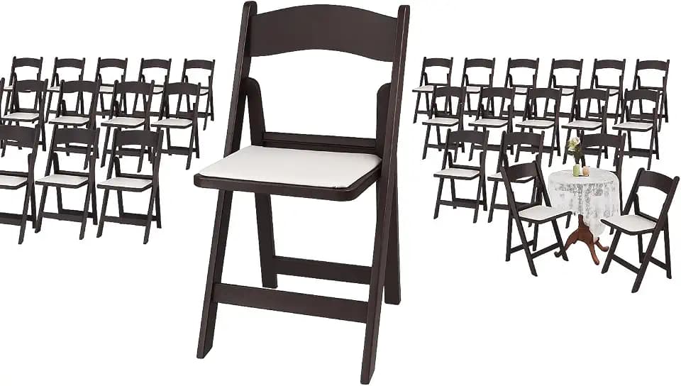 BTEXPERT Resin Folding Chair Vinyl Padded Seat Indoor Outdoor Lightweight Set for Home Event Party Picnic Kitchen Dining Church School Weddings 50 Brown