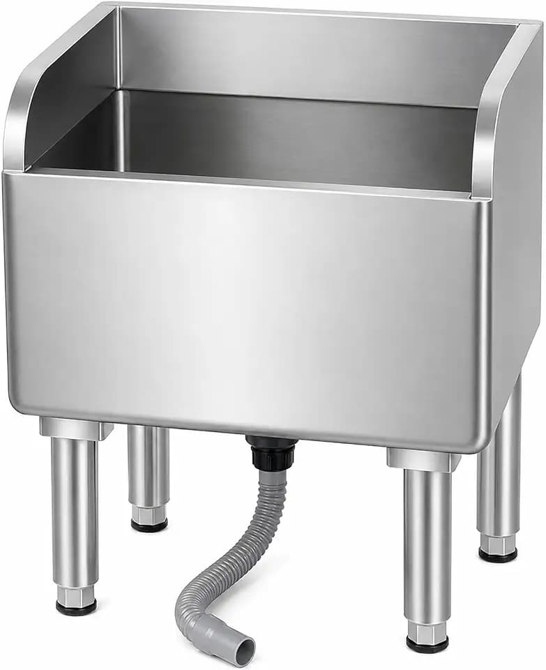 Floor Mop Sink With Drainage/Strainer,stainless steel utility sink,304 Stainless Steel,for Laundry Room,Kitchen, Restaurant, Garages,(S-17.7"L x 16.1"W x 21.6"H)