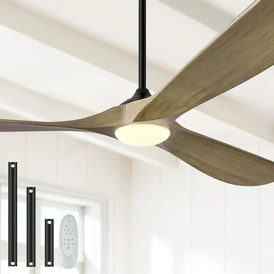 52 Ceiling Fans with Lights and Remote Control, Outdoor Ceiling Fan with Lights High CFM Quiet 3 Blade Wood Walnut Ceiling Fan, Bronze Gray