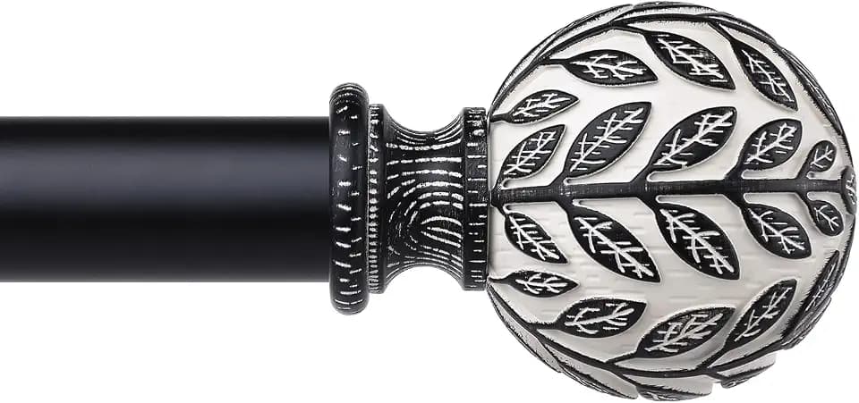 Curtain Rod 36-153 Inch Boho Black 1 Inch Curtain Rods for Windows
