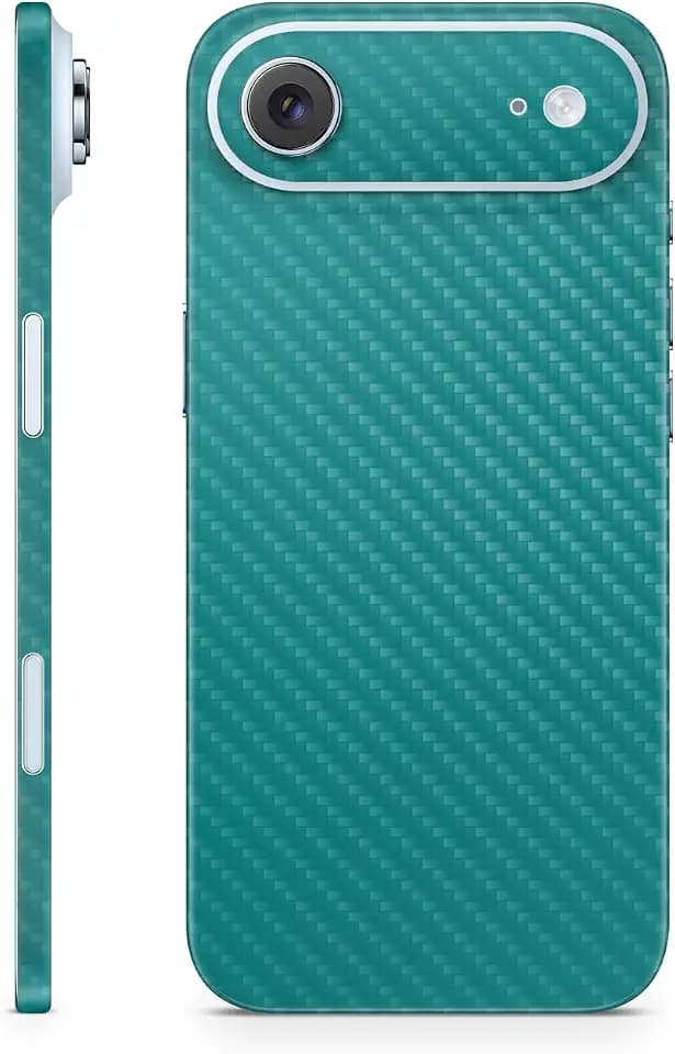Carbon Fiber Phone Skin Compatible with Apple iPhone Air - Solid Teal - Premium 3M Vinyl Protective Wrap Decal Cover - Easy to Apply | Crafted in The USA by MightySkins