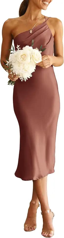 PRETTYGARDEN Women's Satin Backless Midi Cocktail Dress