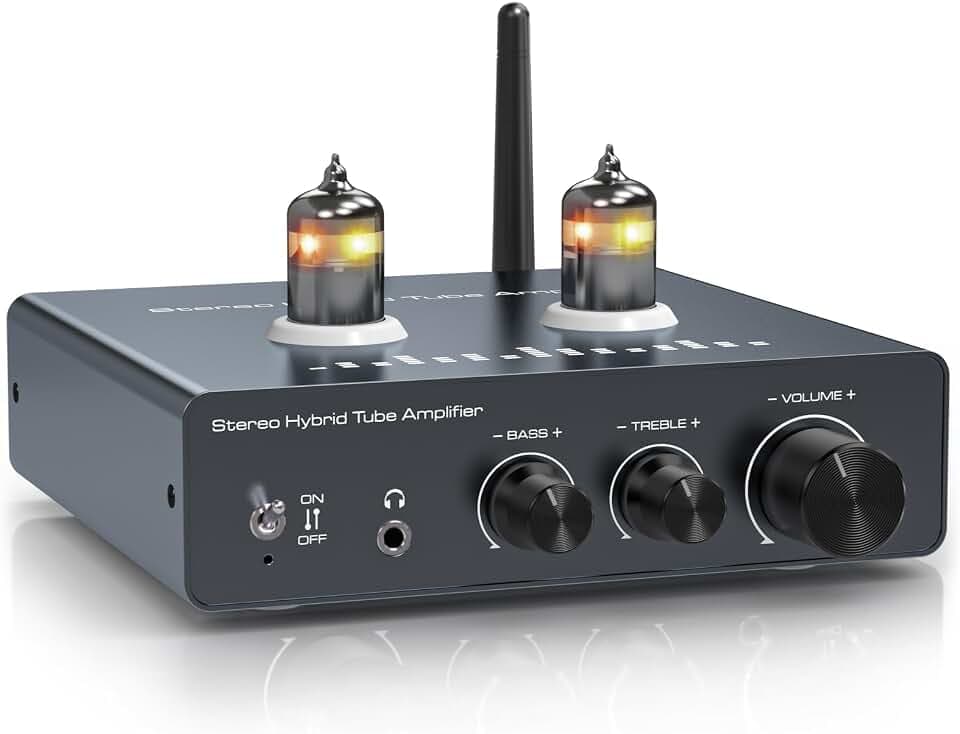 VEDINDUST Phono Vorverstärker Plattenspieler Röhrenverstärker Unterstützt 3 Lautsprecher HiFi Verstärker Kopfhörer Verstärker Bluetooth 5.0 Unterstützt die Einstellung von Höhen und Tiefen