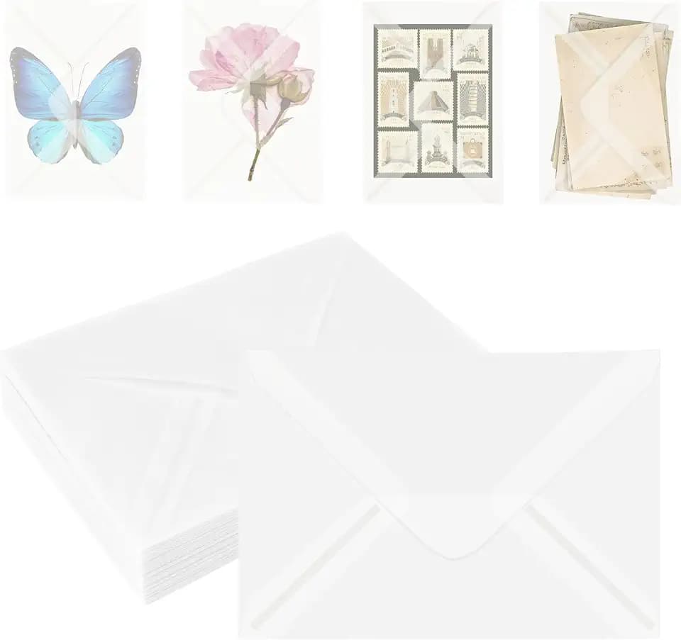 50 Pack 5x7 Vellum Envelopes, A7 Translucent Glassine Envelope