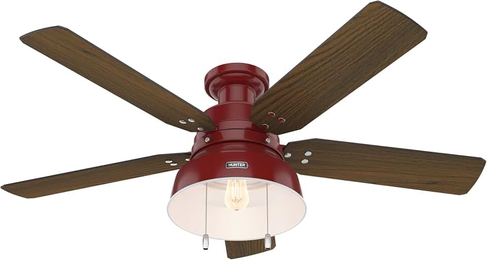 Hunter Mill Valley, Outdoor or Indoor, Ceiling Fan, 52 inch, Barn Red
