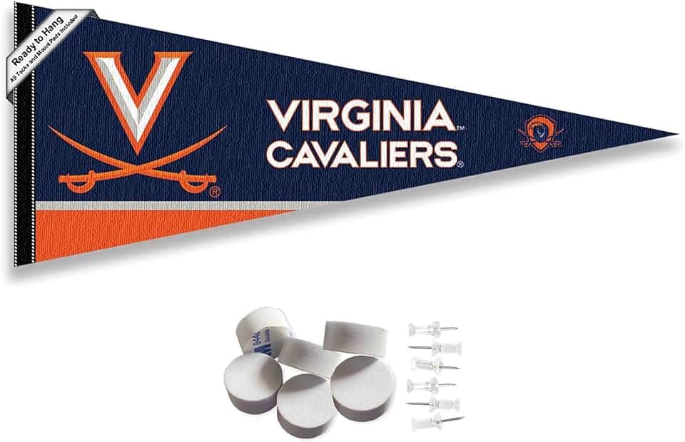 College Flags & Banners Co. Virginia Cavaliers Wordmark Pennant Flag and Wall Tack Mount Pads
