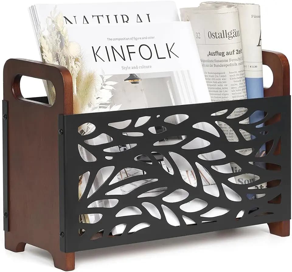 Magazine Holder,Wood Magazine Rack,Rustic Magazine File Holder
