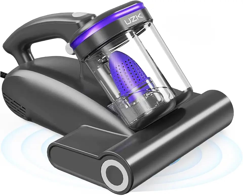Bed Vacuum Cleaner Mattress Vacuum Cleaner,16Kpa Powerful Handheld Vacuums with UV-C Light & Double Dust Cup & High Heating & Ultrasonic & HEPA Filter for Bed Sofa(Corded,Black Blue)