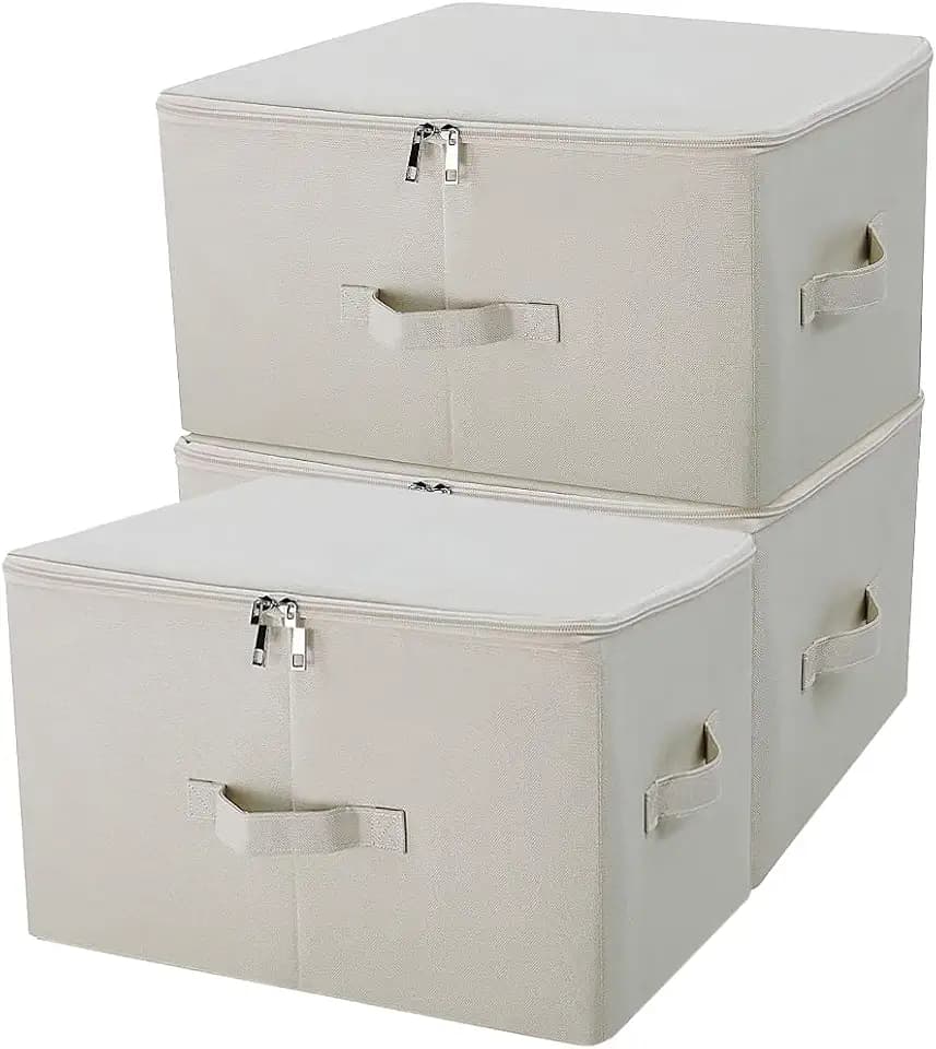3-Pack Collapsible & Stackable Rigid Storage Organizer Bins for Clothes