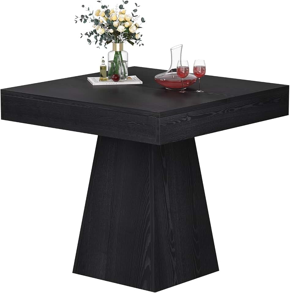Small Black Dining Table, 31.5 Inch Square Kitchen Table for 2-4