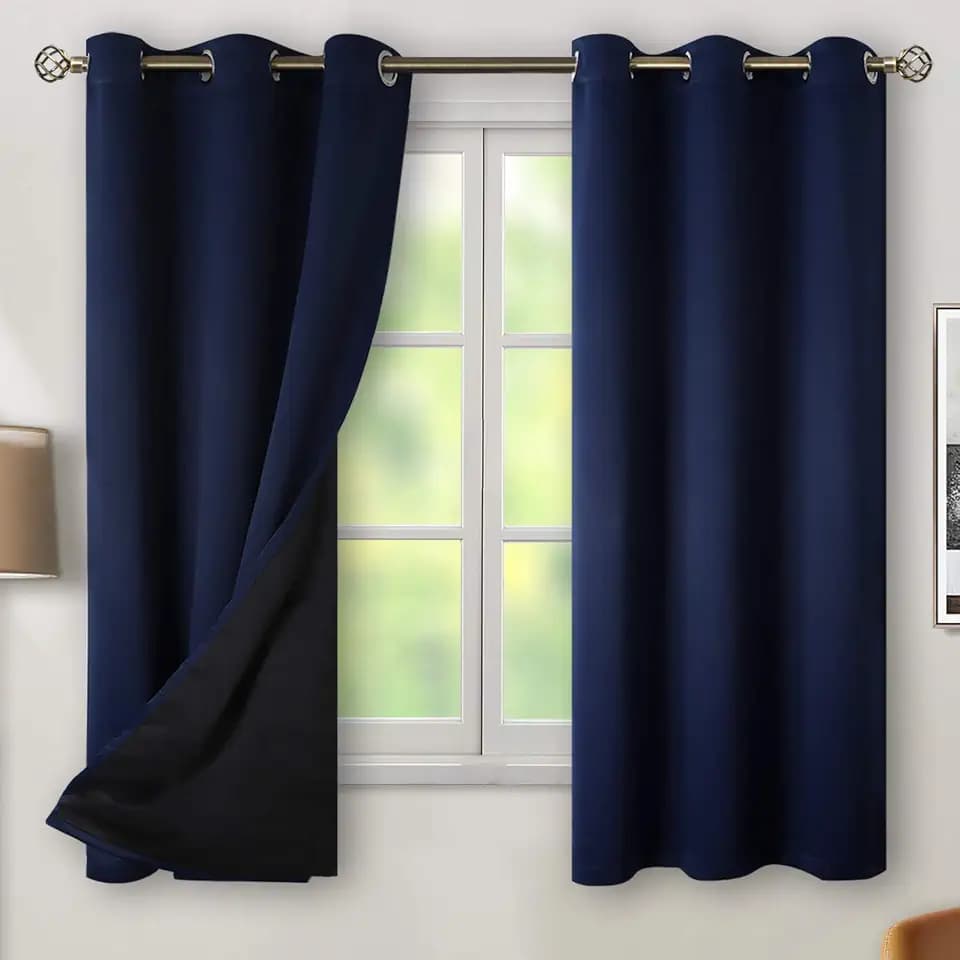 BGment Navy Blue Blackout Curtains for Bedroom 63 Inches Long 2 Panels