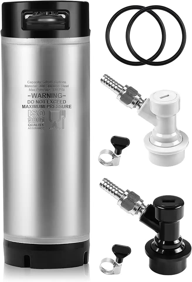 5 Gallon Ball Lock Keg, 304SS Corny Keg with Ball Lock Disconnects