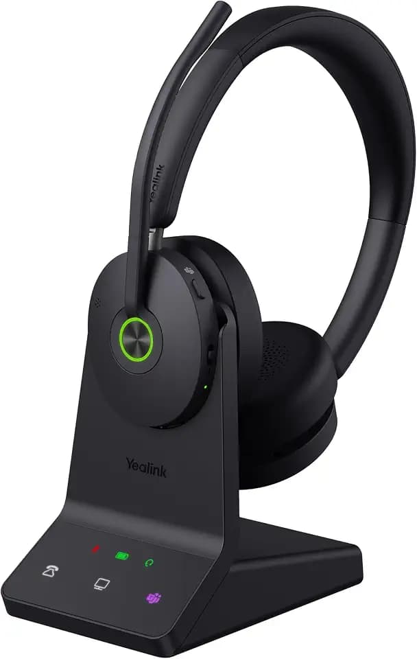 Yealink WH68 DECT & Bluetooth kabelloses Dual Headset | Microsoft Teams Zertifiziert | mit Workstation