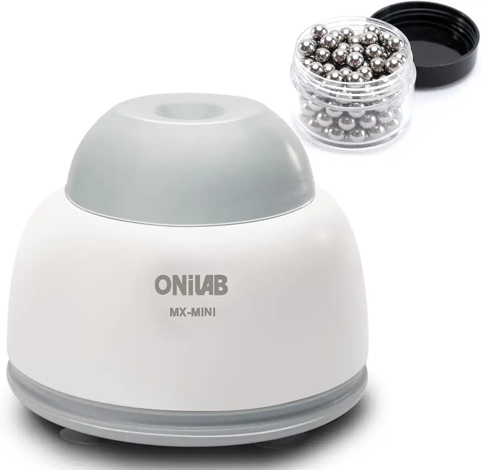 ONiLAB Mini Vortex Mixer with Touch Function, Lab Mixing, Nail Polish,Eyelash Adhesives and Acrylic Paints Mixing, Lab Vortexer for Tubes,Include 120 pcs Stainless Steel Mixing Balls