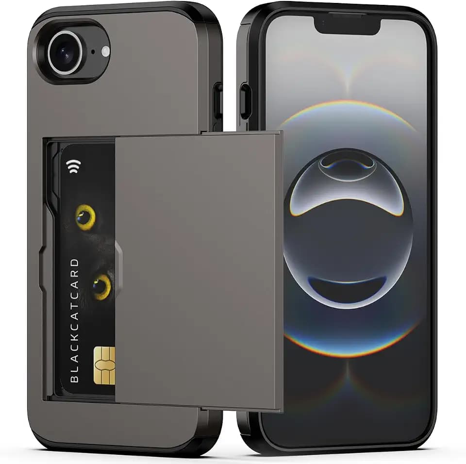 Nvollnoe for iPhone 16e Case/iPhone 17e Case with Card Holder Coffee
