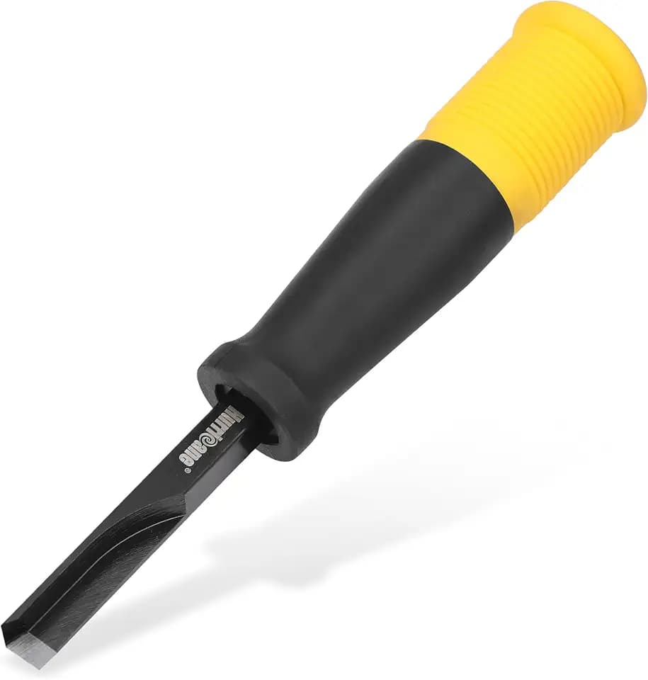 HURRICANE 8mm Corner Chisel, 90° Square Mortise Chisel for Door Hinges, Strike Plates & Cabinetry, Right Angle Wood Chisel with Metal Strike Cap & Ergonomic Grip