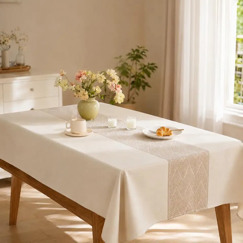 Rectangle Linen Tablecloth Waterproof Spillproof Cloth, 55x120 Inch