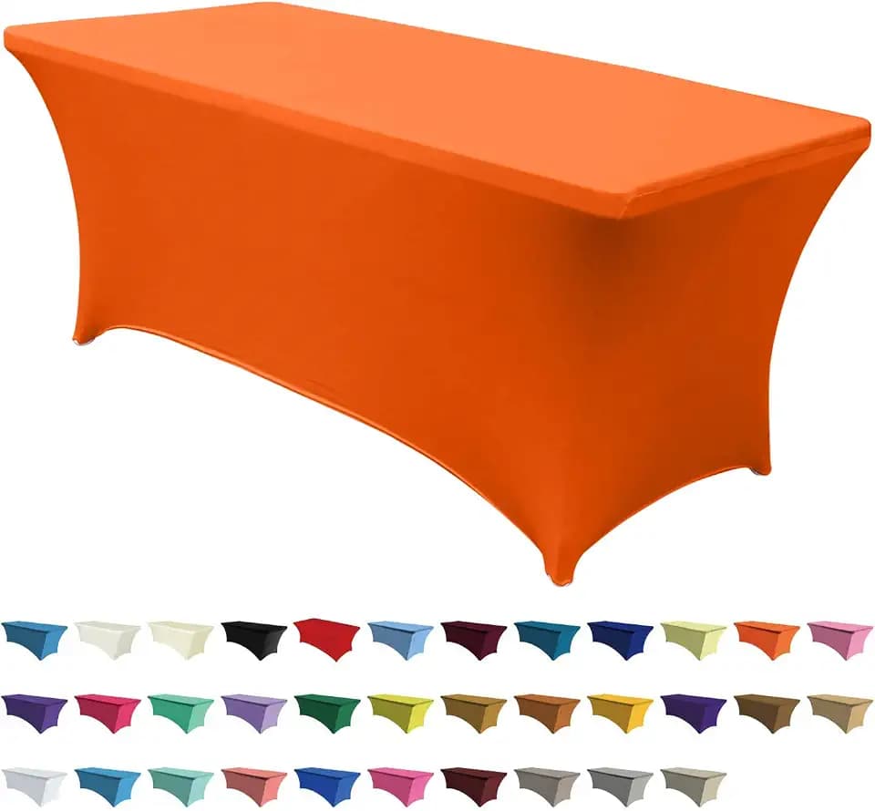 ABCCANOPY 6FT Spandex Table Cover, Stretch Fitted Tablecloth, Orange