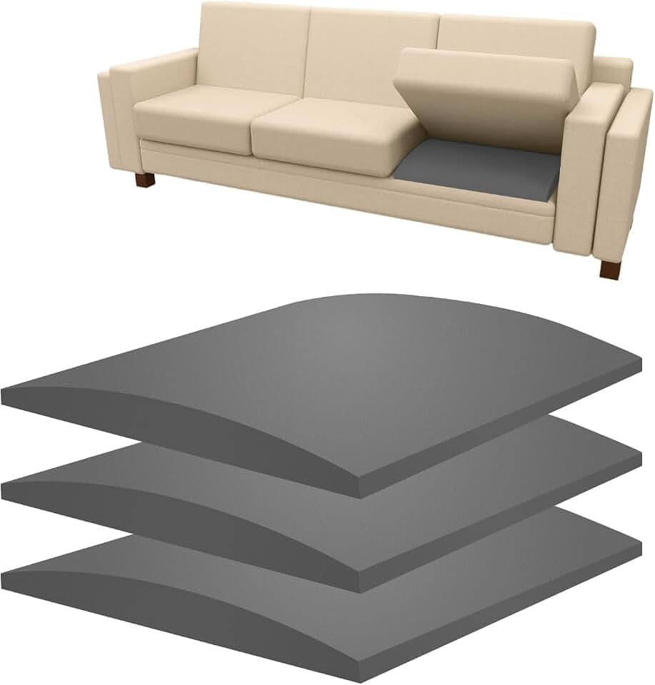 Nigoone 3 Pack Couch Sofa Cushion Support 20"x 20" Foam for Sagging Seat-High Density Foam Under Furniture Loveseat Chair Seat Cushion Sag Repair Anti Slip, Dark Grey