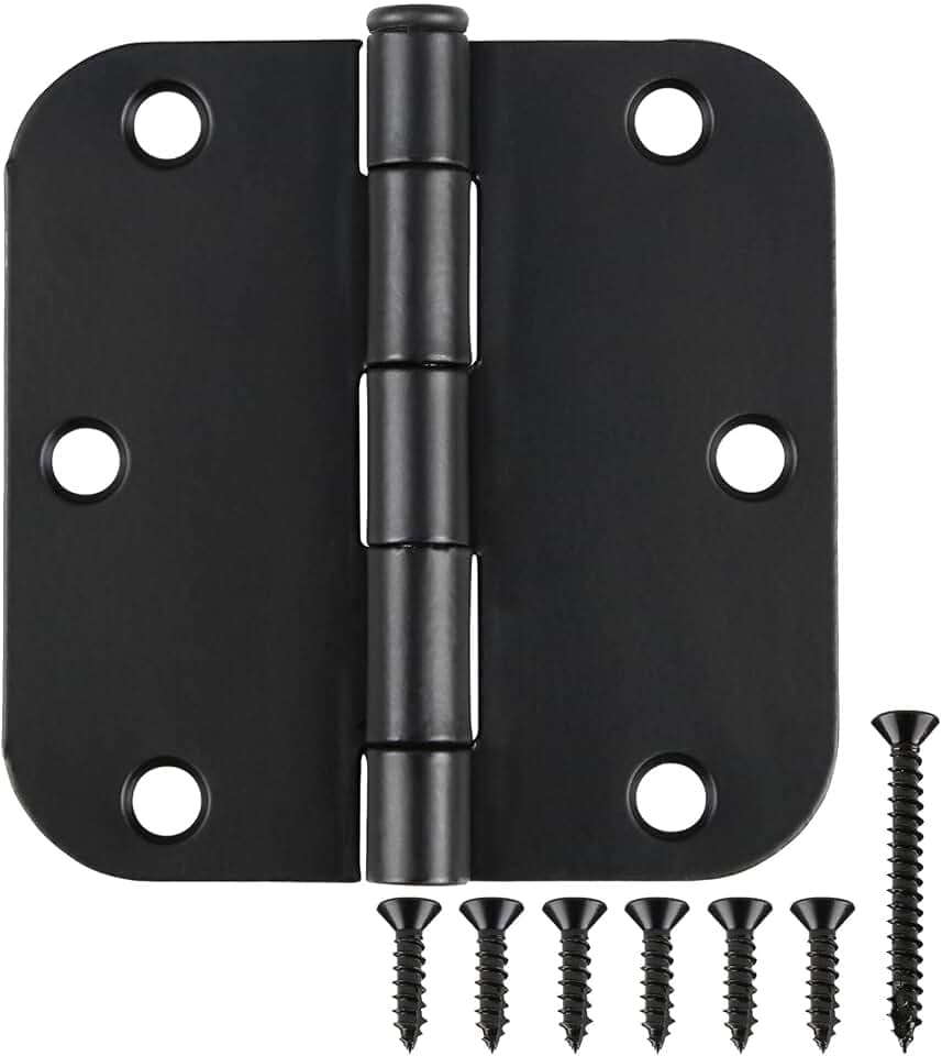 TDCHINGES 3 1/2" Matte Black Door Hinges 3.5" Rounded Flat 5/8" 30 Pack